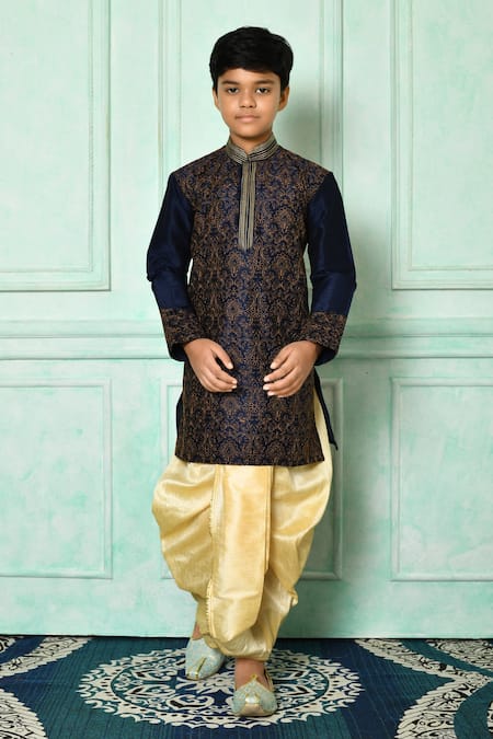 Petite Pomme Embroidered Floral Kurta With Dhoti Pant  