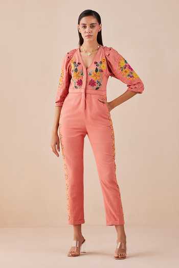 Chandrima Floral Applique Jumpsuit  