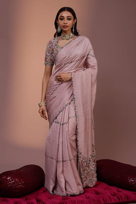 Rishi and Soujit Linear Pattern Saree With Blouse 