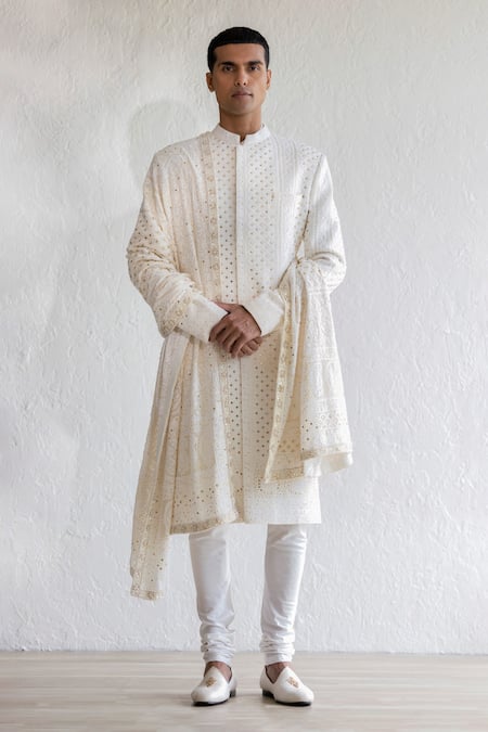 Qbik Jazam Lucknowi Embroidered Sherwani Set 