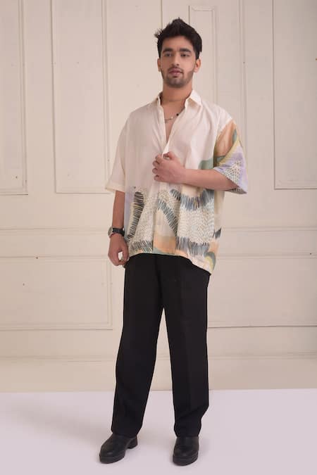 Shwetanga Patchwork Printed Oversized Shirt 