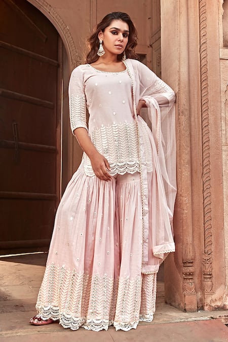 PREEVIN Mirror Embroidered Straight Kurta Set 