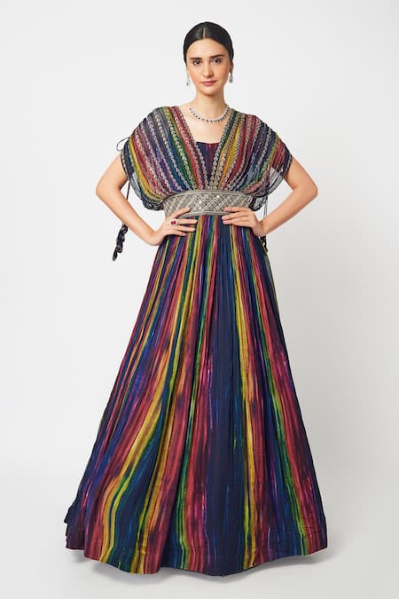 Multi Colour Faux Georgette Trendy Gown