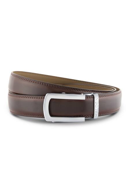 Buy HaldèN Brown Metallic Matte Buckle Belt at Aza Fashions Buy_HaldèN_Brown Metallic Matte Buckle Belt_at_Aza_Fashions