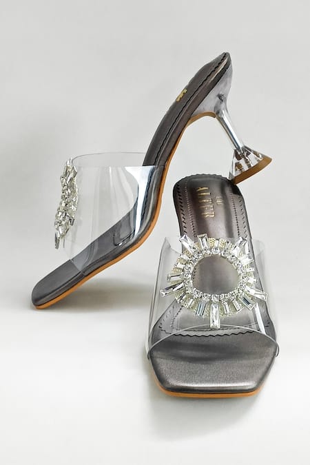 Kirabo Clear Heels - Silver Smooth – Verali Shoes