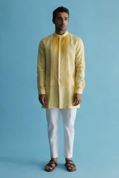 Kaha Kawakaari Linen Pintuck Detail Kurta 