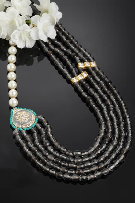 Dugran By Dugristyle Grey American Diamond Embellished Layered Necklace