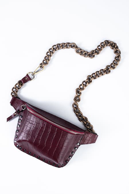 Trov Maroon Croc Embossed Bag 