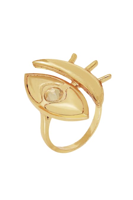 Doves 18K Yellow Gold Mother of Pearl & Diamond Evil Eye Ring – Lustre
