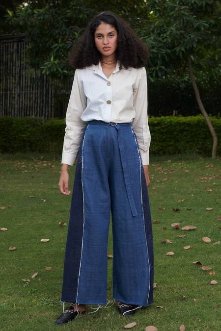 Ode To Odd Color Block Striped Shirt 