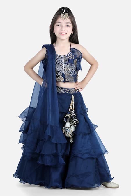 The little celebs Ruffle Lehenga Blouse Set 