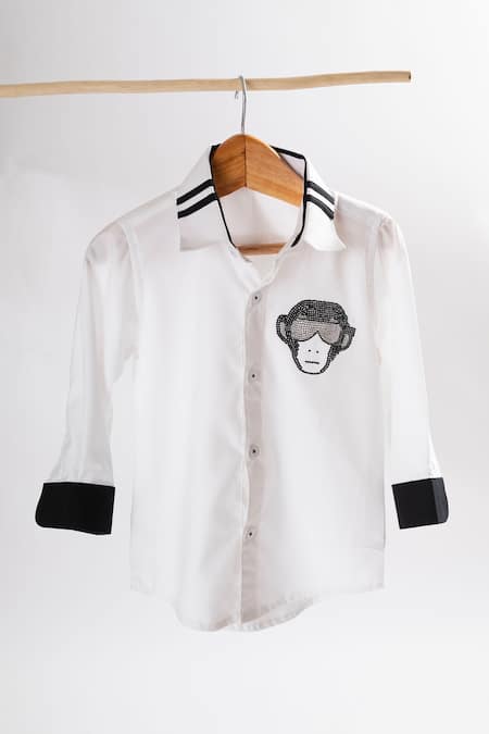 Lil Angels Monkey Embellished Shirt 