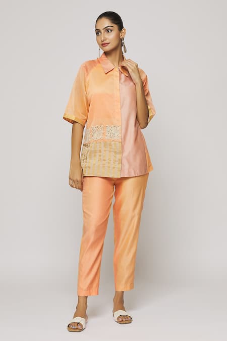 Neeta Bhargava Reglan Sleeve Shaded Shirt & Pant Set 