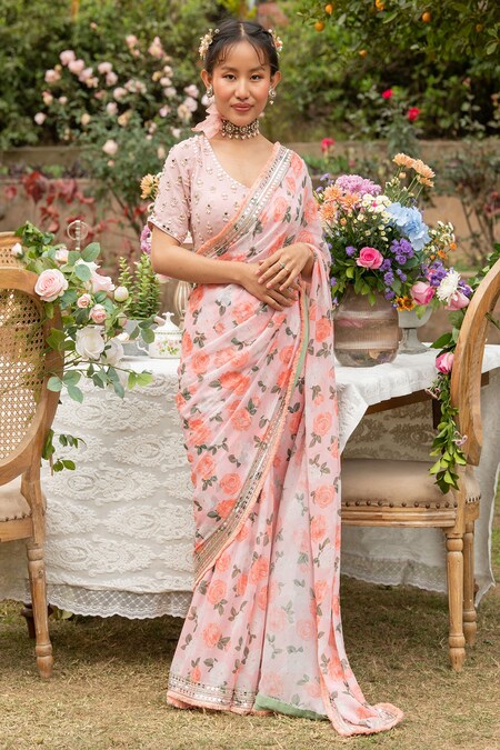 Digital Printed Art Silk Saree in Pink : SKK35171