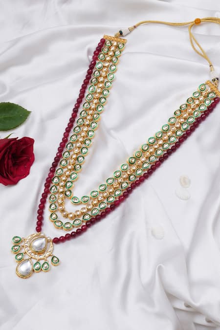 Ruby Raang Kundan Embellished Necklace 