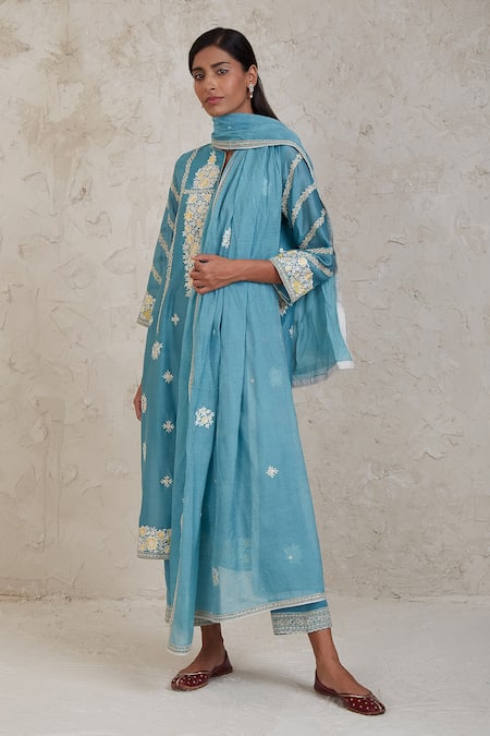 Sue Mue Umaiza Handwoven Chanderi Kurta Pant Set 