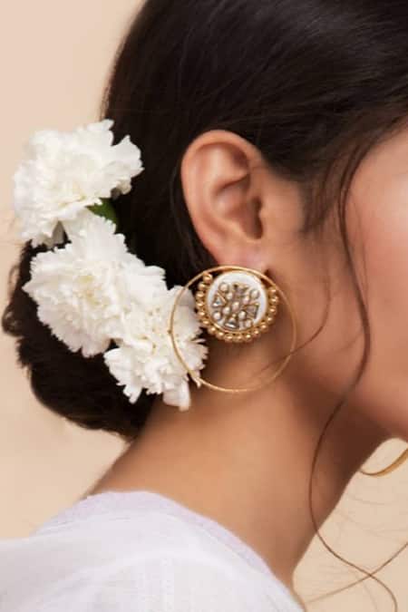 Shop Bblingg Gold Plated Smocking, Crystals Rubaina Kundan Baalis at Aza Fashions Shop_Bblingg_Gold Plated Smocking, Crystals Rubaina Kundan Baalis _at_Aza_Fashions