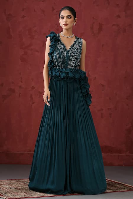 MINAKI Embroidered Bodice Gown 