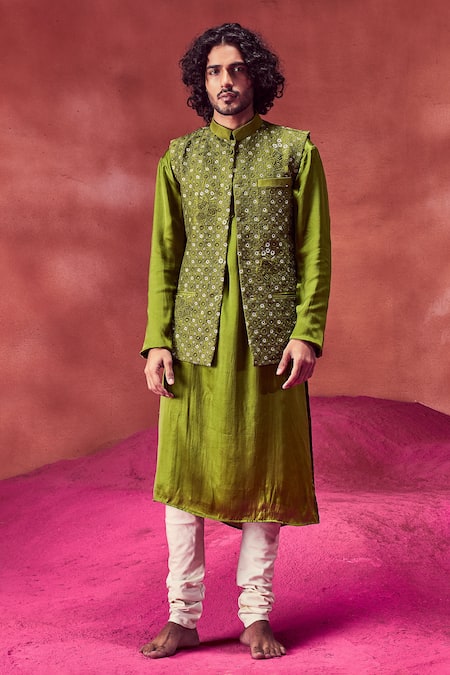 PUNIT BALANA Embroidered Bundi Kurta Set 