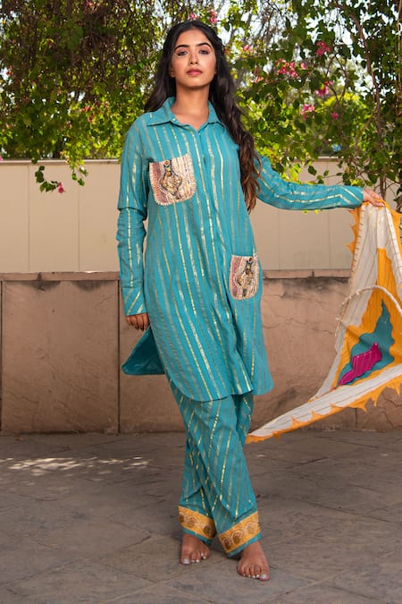 Soniya G Embroidered Pockets Kurta & Pant Set 