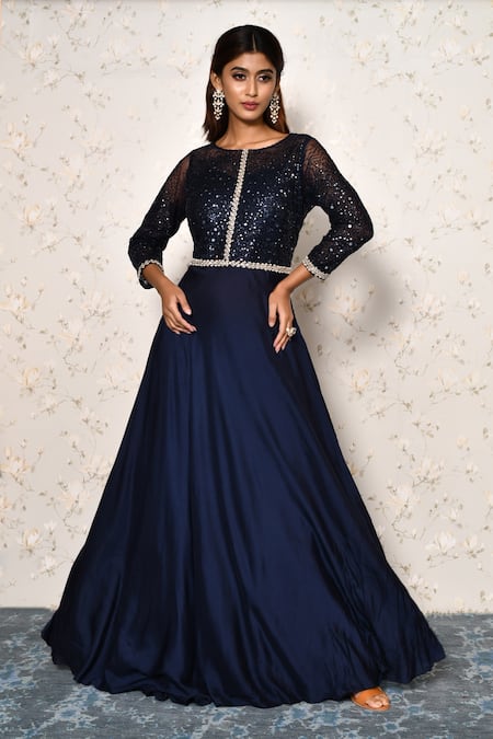 Simple Party Wear Blue Color Gown – Amrutamfab