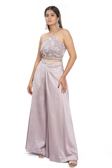 Vana Ethnics Pearl Embellished Bustier & Palazzo Set For Kids