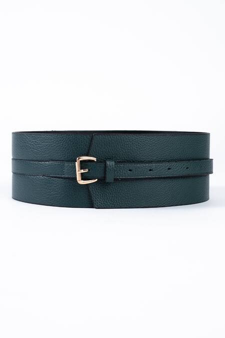 Shop Trov Green Luca Leather Belt at Aza Fashions Shop_Trov_Green Luca Leather Belt _at_Aza_Fashions