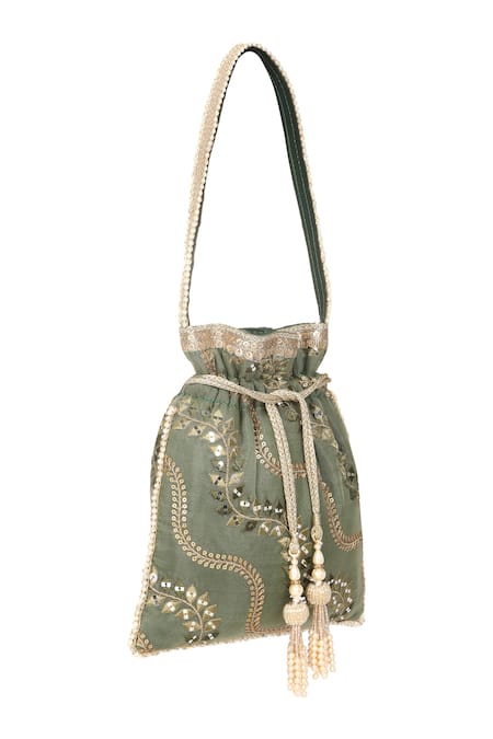 Fuchsia Dreams Silk Embroidered Potli Bag 