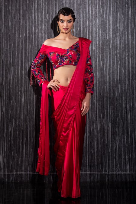 Shilpi Gupta Nalki Embroidered Pre-Draped Saree With Blouse 