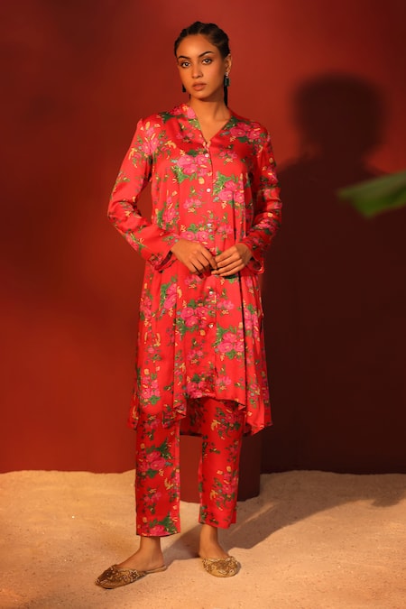 Shetab Kazmi Floral Print Tunic & Pant Set 