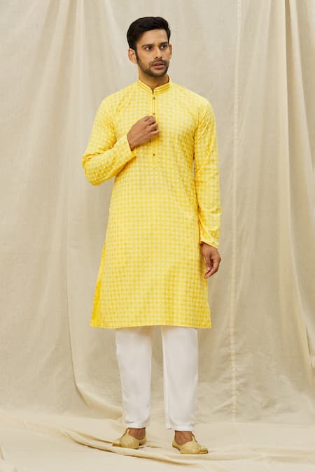 Aryavir Malhotra Mandarin Collar Kurta Pant Set 