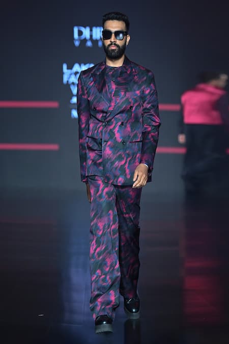 Dhruv Vaish Abstract Print Double Breasted Jacket & Trouser Set 