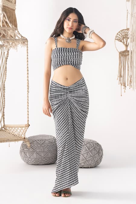 Stripe Saree Skirt Set