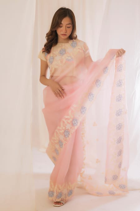 Vaani Beswal Border Embroidered Saree 