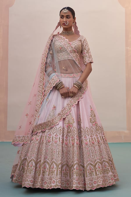 Angad Singh Thread Embroidered Bridal Lehenga Set 