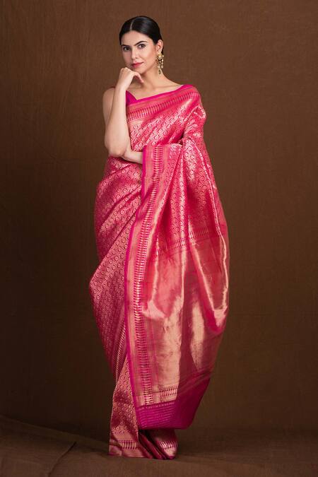 Devissha Katan Silk Handloom Paisley Woven Banarasi Saree 