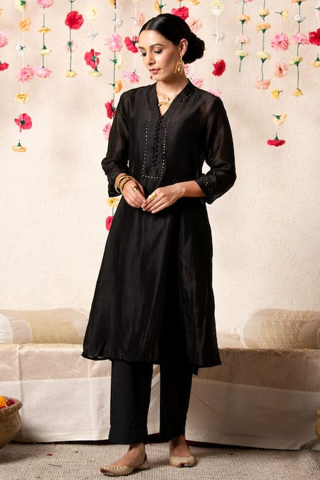 Marche Chanderi A-Line Kurta & Pant Set 