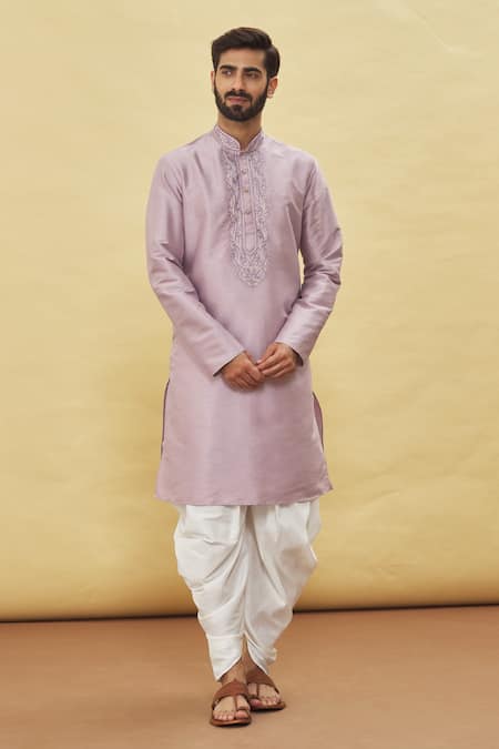 Arihant Rai Sinha Leaf Embroidered Collar Kurta & Dhoti Pant Set 