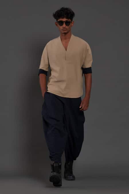 MATI Blue 100% Cotton Plain Baggy Pant