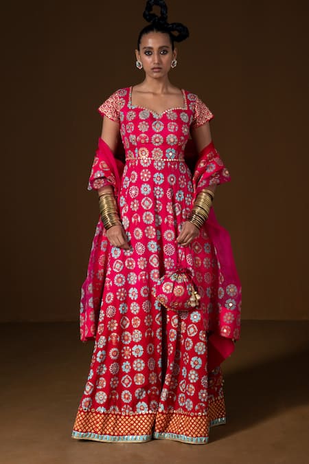 Pooja Rajgarhia Gupta Anardana Tropical Print Anarkali With Dupatta 