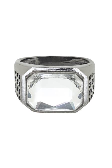 ESME_White Stone Embellished Ring _Online_at_Aza_Fashions