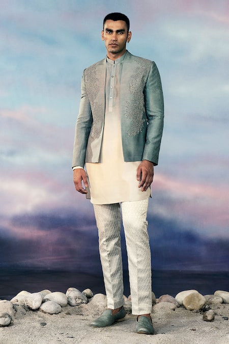 Rohit Gandhi + Rahul Khanna Zephyr Embellished Bandhgala Kurta Set 