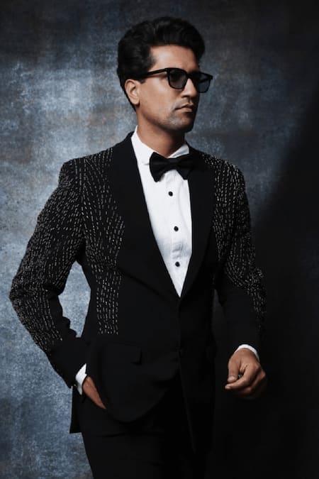 Rohit Gandhi + Rahul Khanna Interstellar Metal Embellished Tuxedo & Trouser Set 