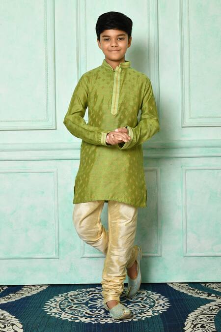 Arihant Rai Sinha Green Dupion Art Silk Embroidered Kurta And Churidar Set 