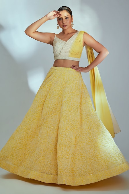 Party Wear Yellow Crop Top Lehenga Designs For Weddings/Parties - YouTube