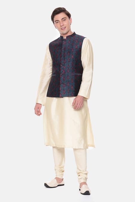 Mayank Modi - Men Floral Print Bundi 