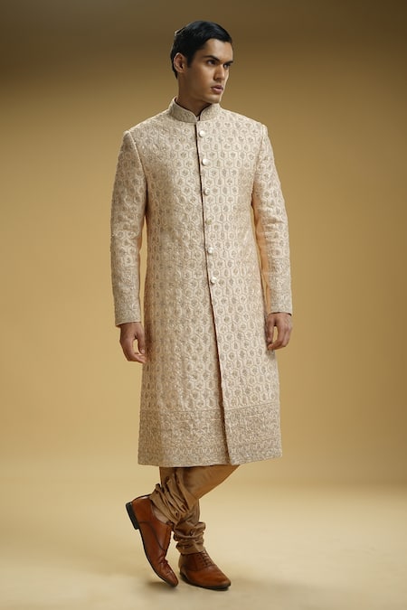 Kommal Sood Flower & Sequin Embroidered Sherwani Set 