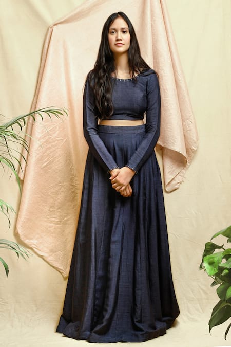 Chambray & Co. Bead Embroidered Blouse & Lehenga Set 