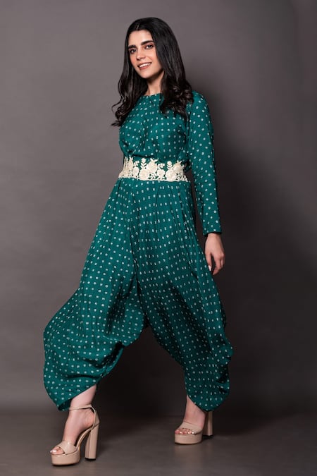 Vara by Vibha n Priti Printed Cowl Draped Jumpsuit 