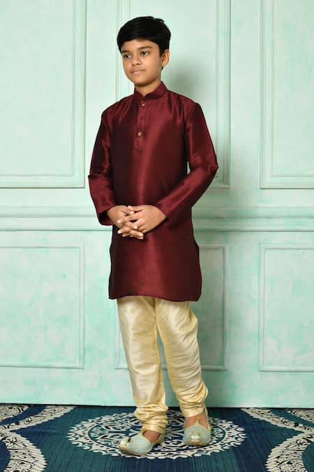 Arihant Rai Sinha Maroon Silk Patterned Kurta